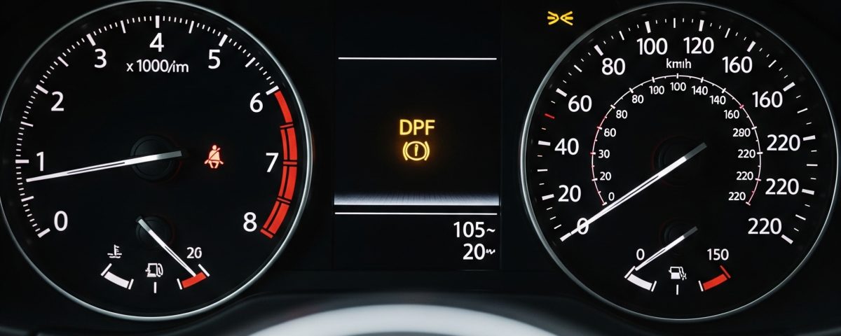 Opozorilna lučka za zamašen DPF filter, ki opozarja na potrebno čiščenje