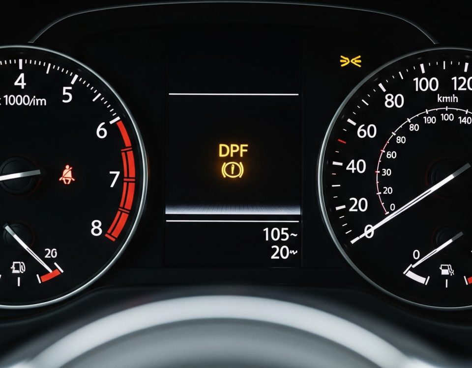 Opozorilna lučka za zamašen DPF filter, ki opozarja na potrebno čiščenje