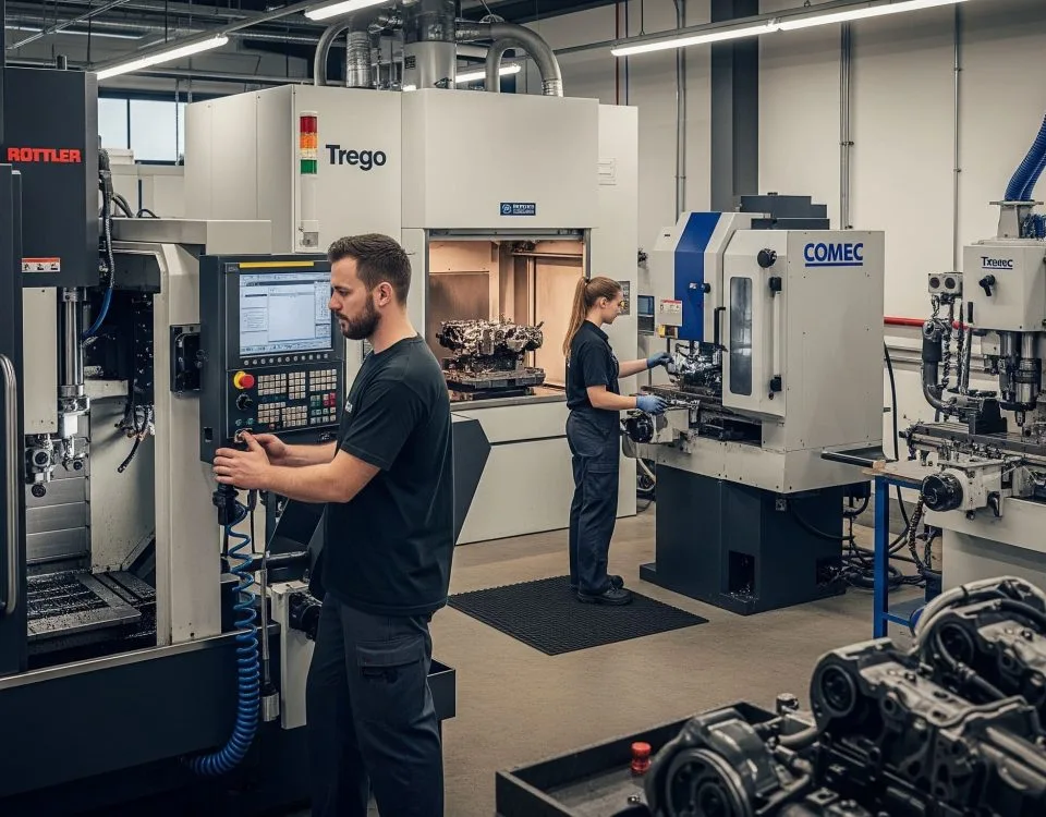 Naša delavnica za strojno obdelavo motorjev v Mariboru z opremo Rottler in Comec.