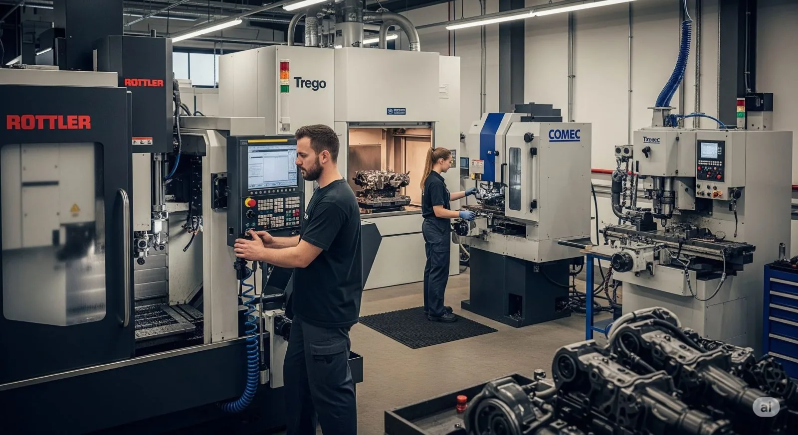 Naša delavnica za strojno obdelavo motorjev v Mariboru z opremo Rottler in Comec.