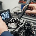 Diagnostika za povečano porabo olja z endoskopom v naši delavnici v Mariboru. Schema, das hohen Ölverbrauch durch verschlissene Kolbenringe erklärt.